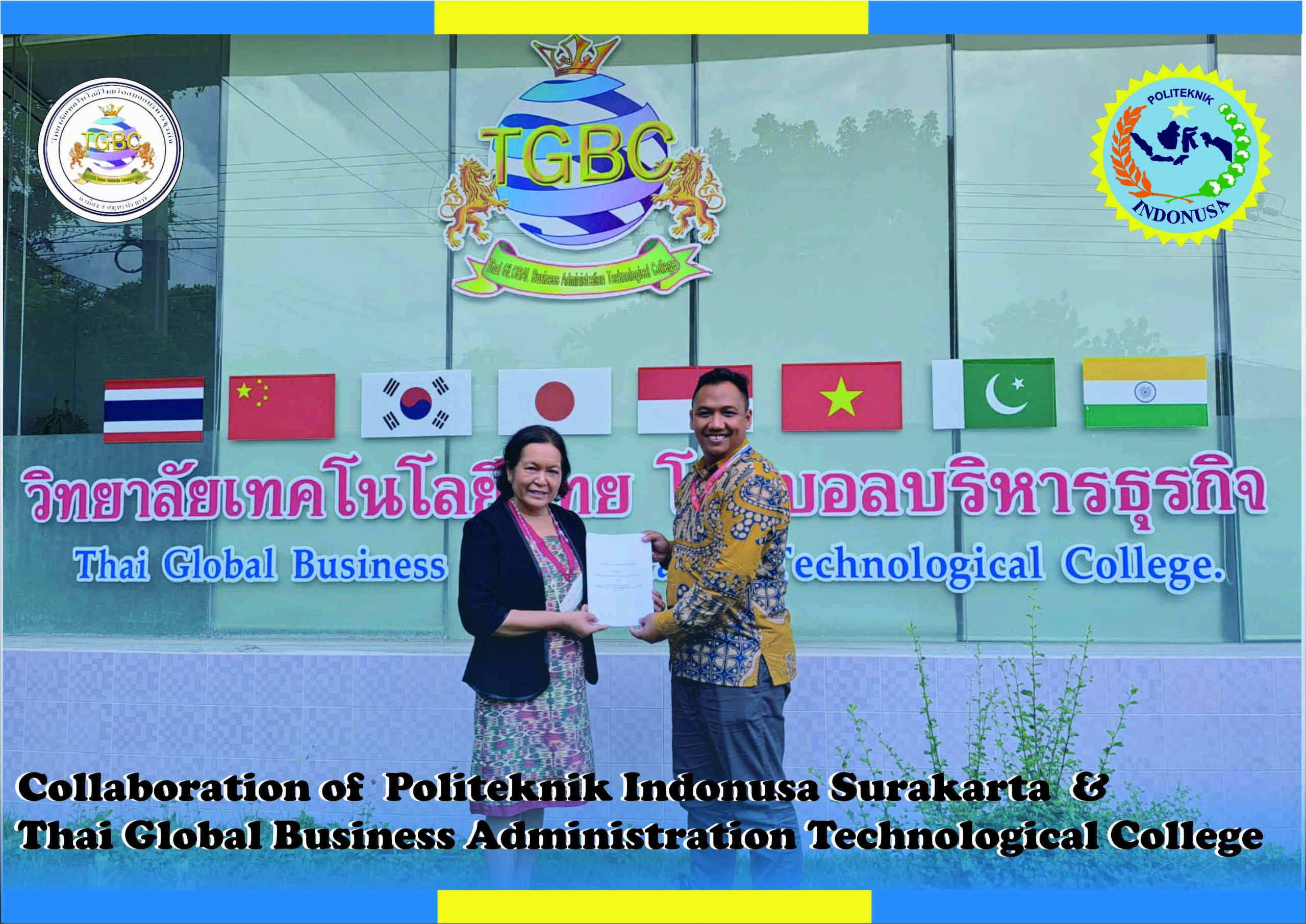 Polytechnic Indonusa Surakarta Establishes the Implementation of Visit Campus Cooperation and Planning of Community Service Activities with Thai Global Business Administration Technological College