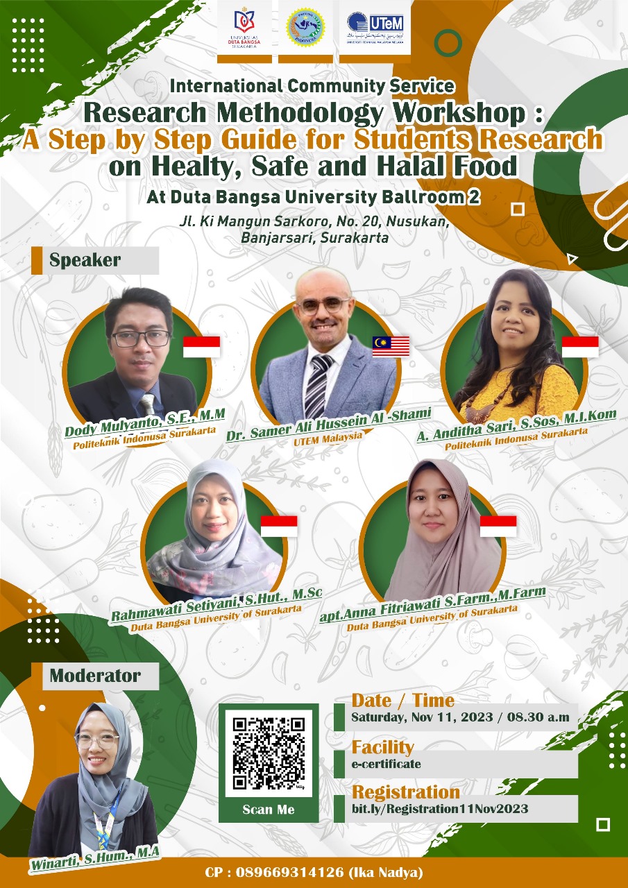 Peningkatan metodologi penelitian di dunia kuliner melalui kolaborasi Community Service Malaysia-Indonesia Peningkatan metodologi penelitian di dunia kuliner melalui kolaborasi Community Service Malaysia-Indonesia
